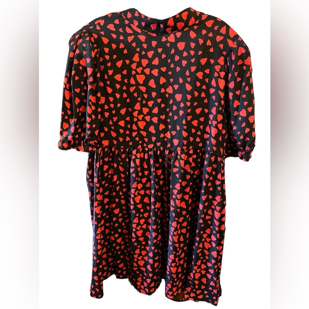 SHEIN COLLARD SHORT SLEEVE BLOUSON DRESS RED/BLK SZ XL
